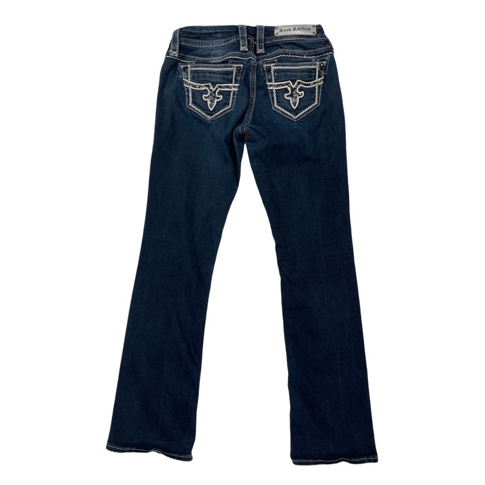Rock Revival Jacklyn Easy Boot Cut Womens Jeans 27 Dark Wash Mid-Rise